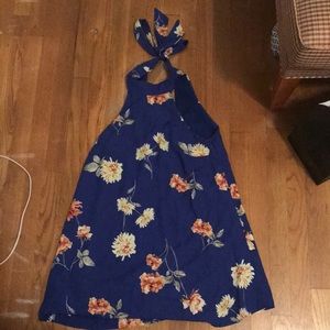 Lulus blue floral halter dress